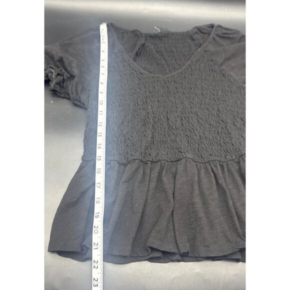 Torrid Women’s Black Smocked Short Sleeve Babydoll Top Plus Sz 1X Casual Summer - Picture 9 of 9